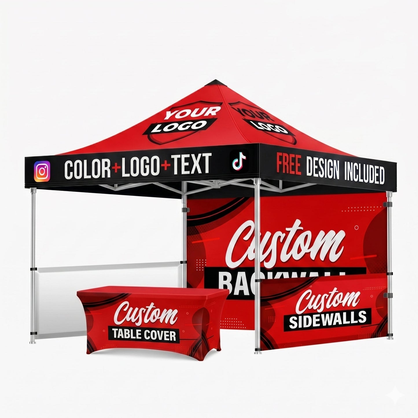 Canopy + Backwall + Half Walls (2) + Table Cover