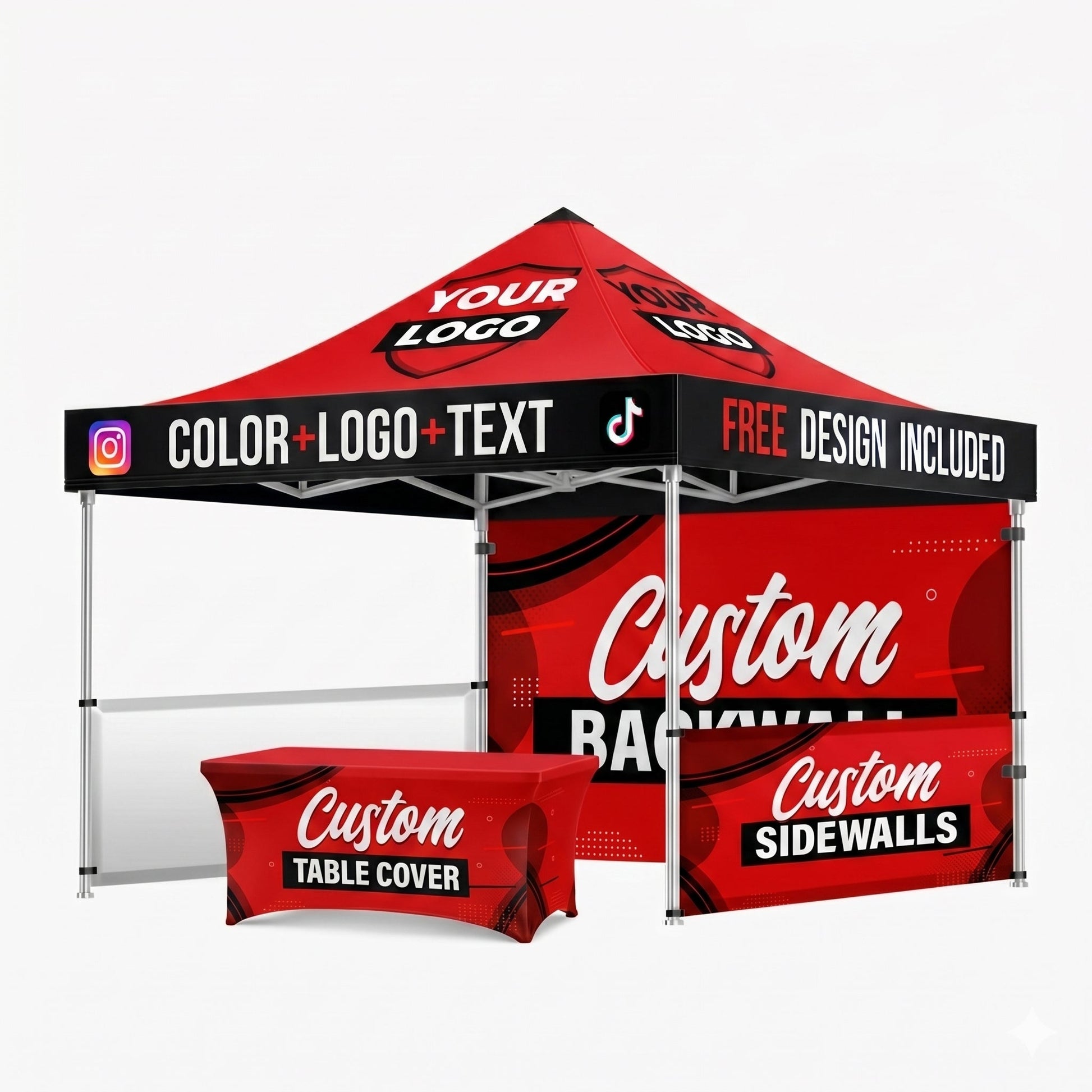 Canopy + Backwall + Half Walls (2) + Table Cover