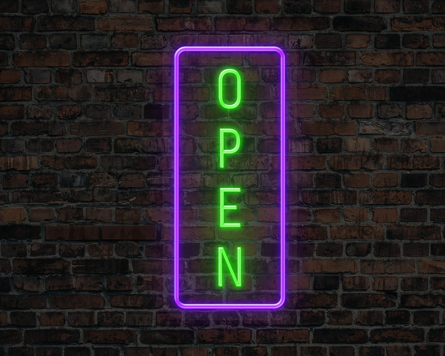 Open Vertical Neon Sign