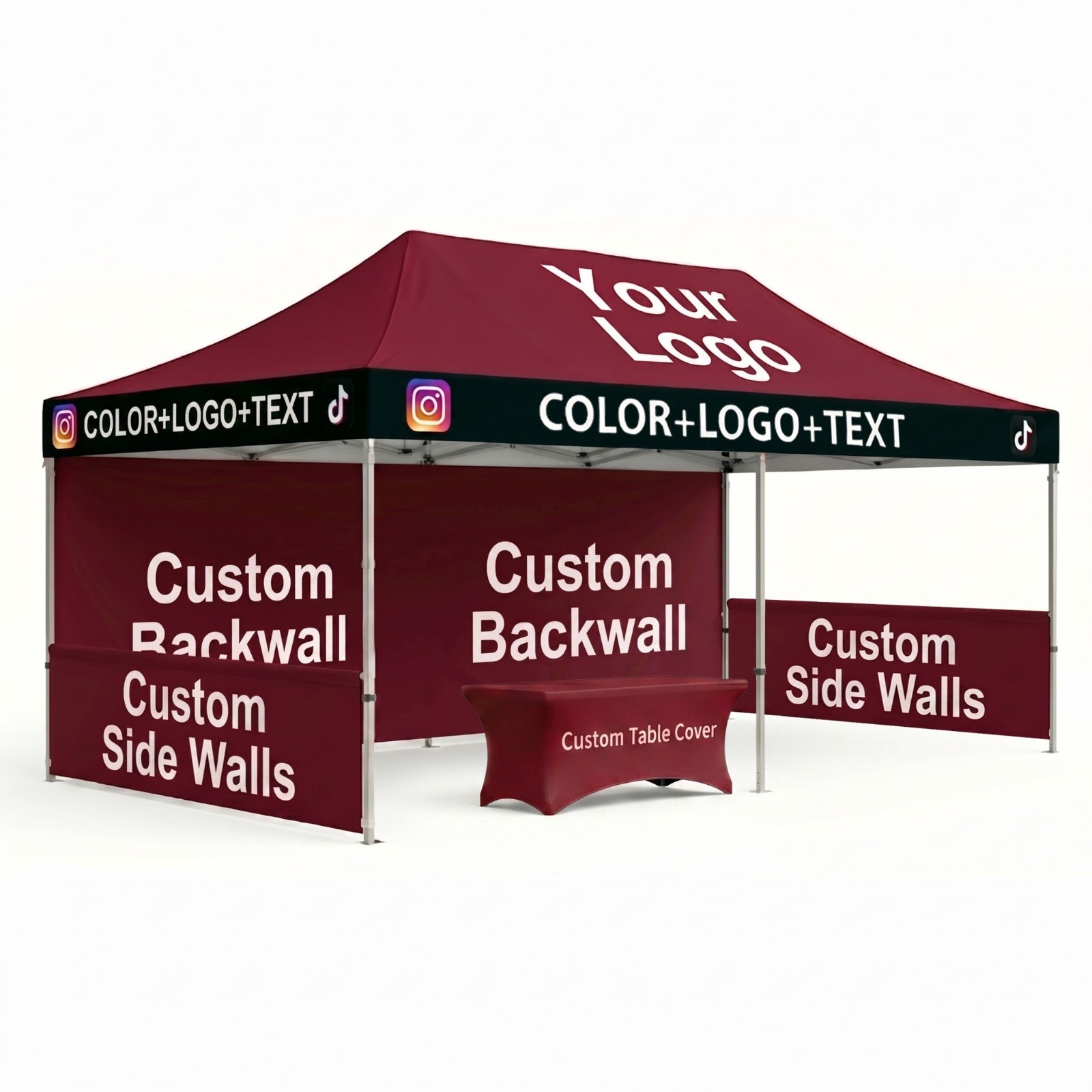 Canopy + Backwall + Half Walls (2) + Table Cover
