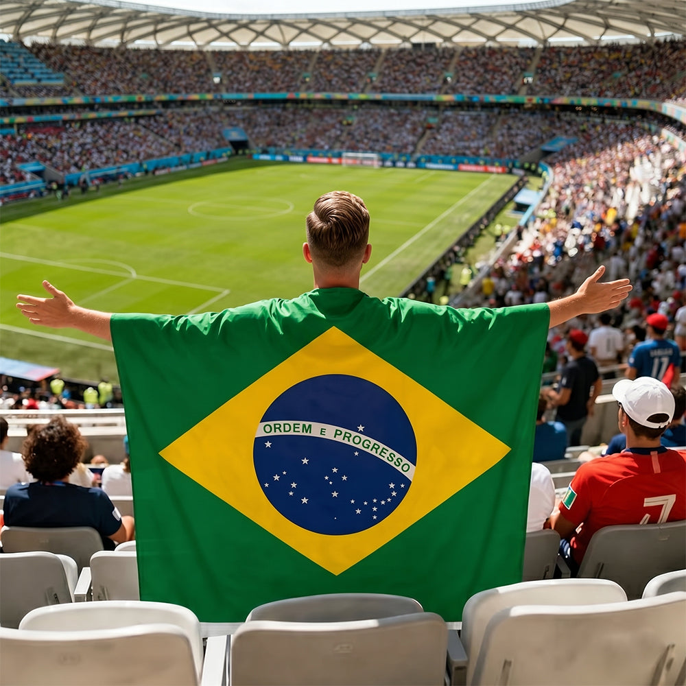 Brazil Flag Body Cape with Sleeves