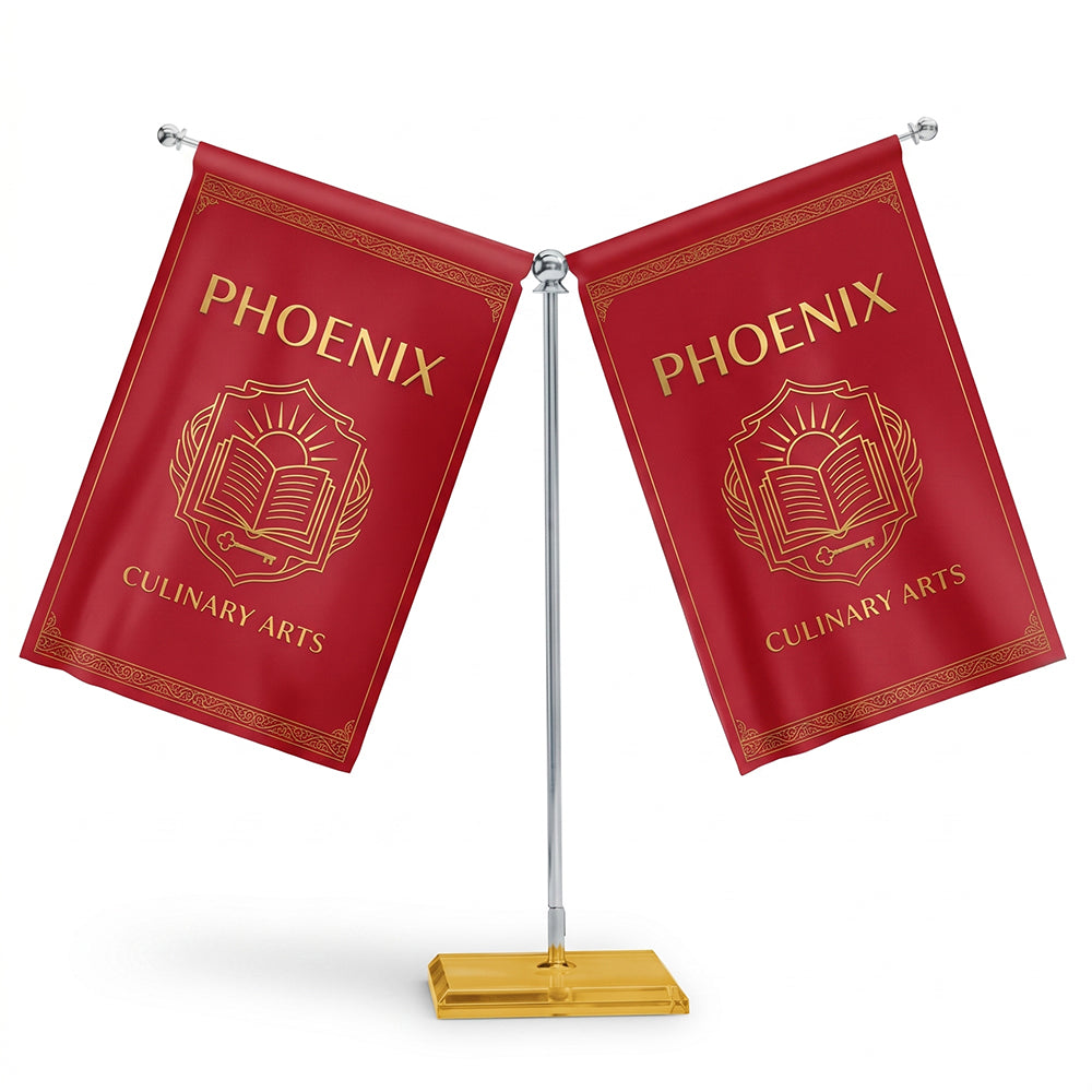 Custom Desk Flag (Double Flags) with Base