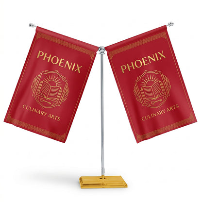 Custom Desk Flag (Double Flags) with Base