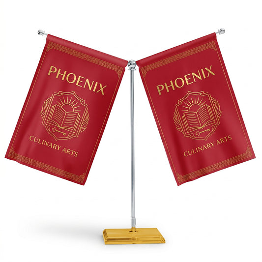 Custom Desk Flag (Double Flags) with Base