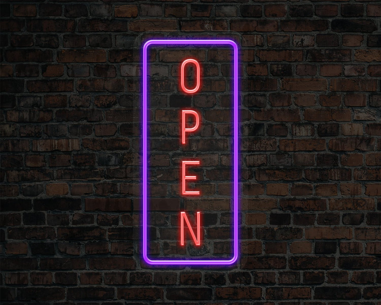Open Vertical Neon Sign