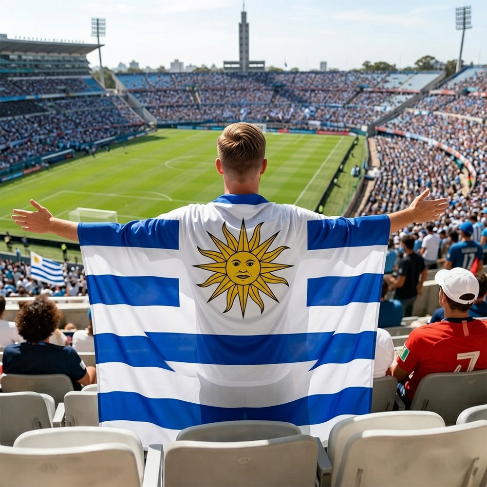 Uruguay Flag Body Cape with Sleeves